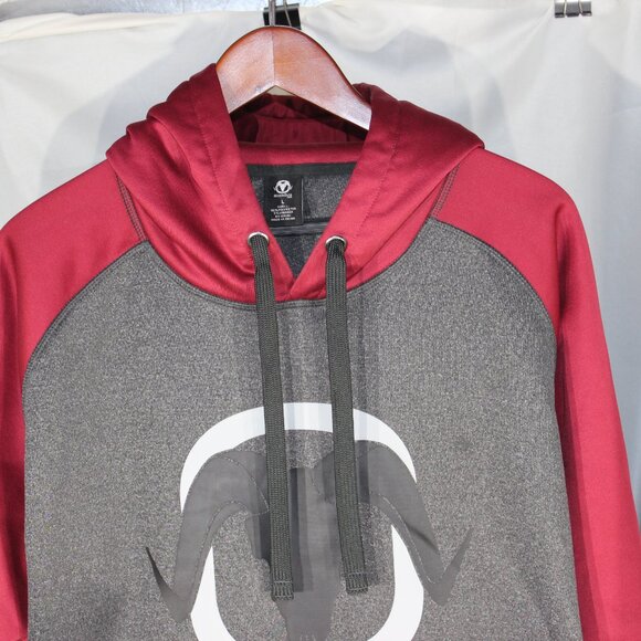 Black Ovis Pull Over Hoodie -Charcoal/Red - Size L - Picture 4 of 9